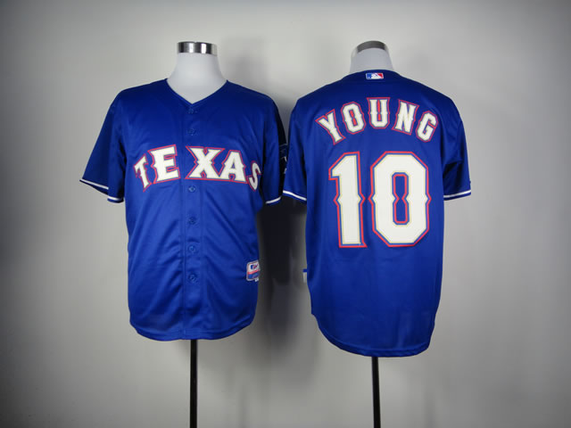 Men Texas Rangers 10 Young Blue MLB Jerseys